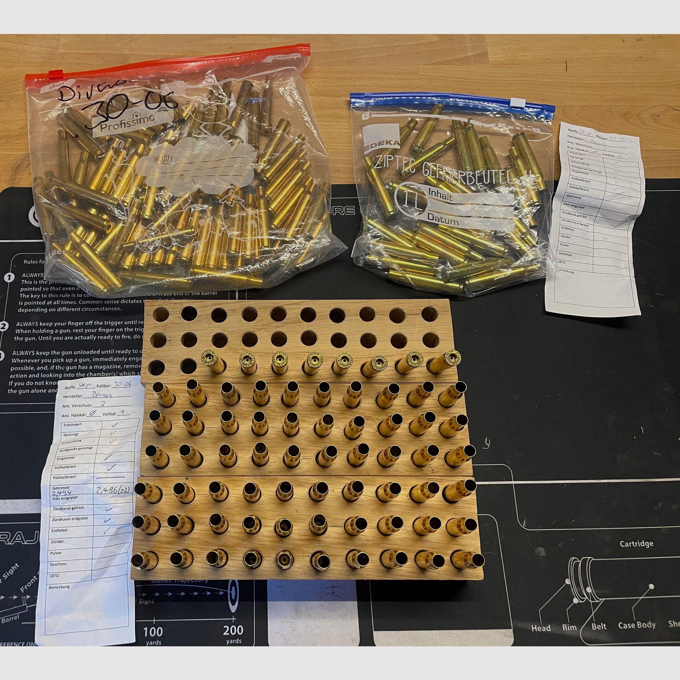 .30-06 cases – approx. 150 pcs., fully calibrated, primed & cleaned – mostly Barnes