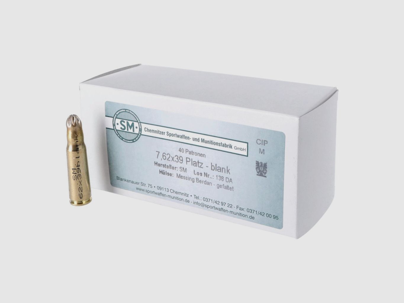 Platzpatronen 7,62 x 39 Messinghülse (40 Patronen)
