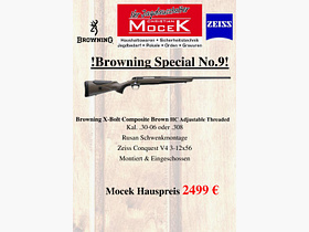 Browning X-Bolt Composite Brown HC Adjustable Threaded, mit Zeiss Conquest V4 3-12x56