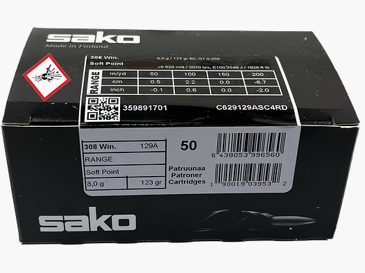 Sako cartucho de caza Range Softpoint Cal..308Win 123 grs