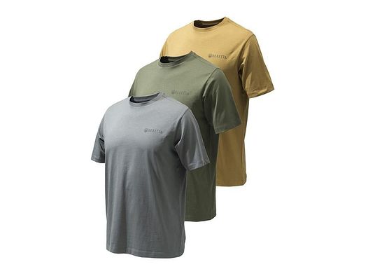Beretta 3er-Pack Corporate T-Shirt -  Coyote, Smoked Pearl, Green  4XL