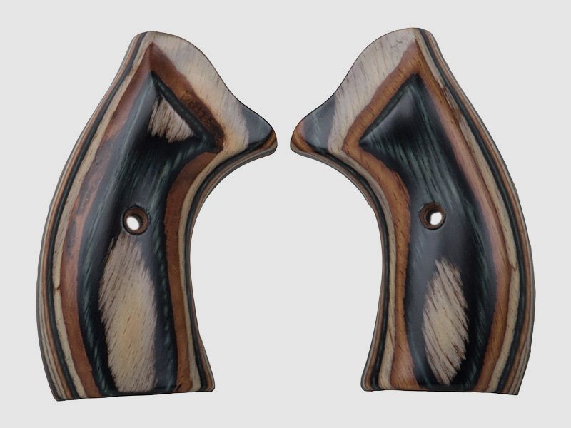 Schichtholzgriffschalen fĂĽr Schreckschuss-, Gas-, Signalrevolver Weihrauch HW 37 und HW 88 grĂĽn camo