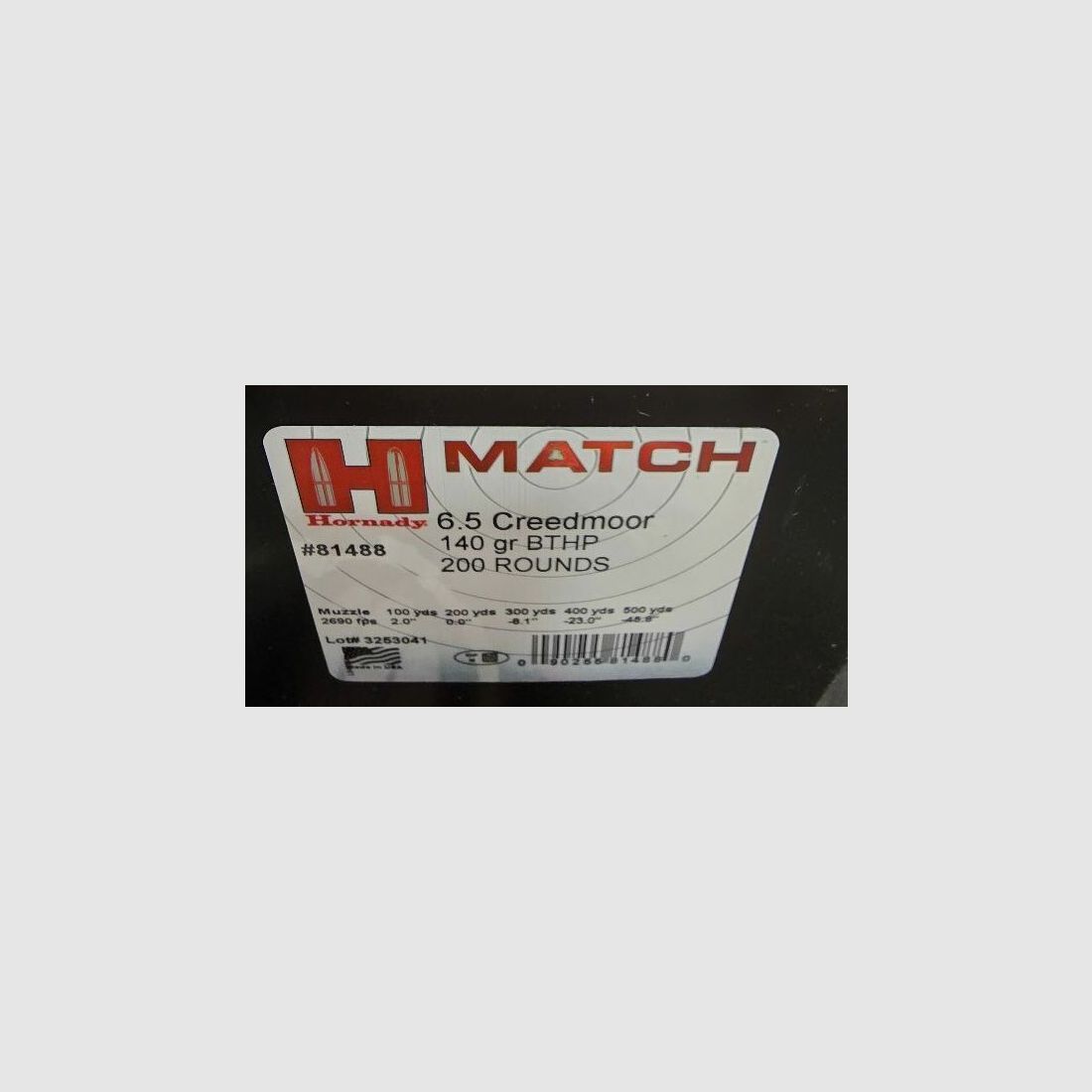 Hornady Match 6,5 Creedmoor BTHP 9,1g/140grs. 200 Stück MTM-BOX (ehemals American Gunner) UVP: 429