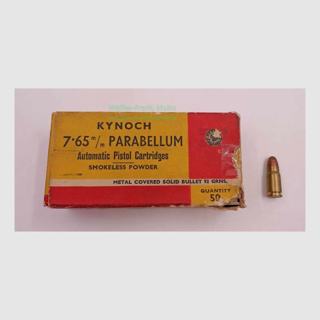 Kynoch, England pistol ammunition 7.65 Para./Luger