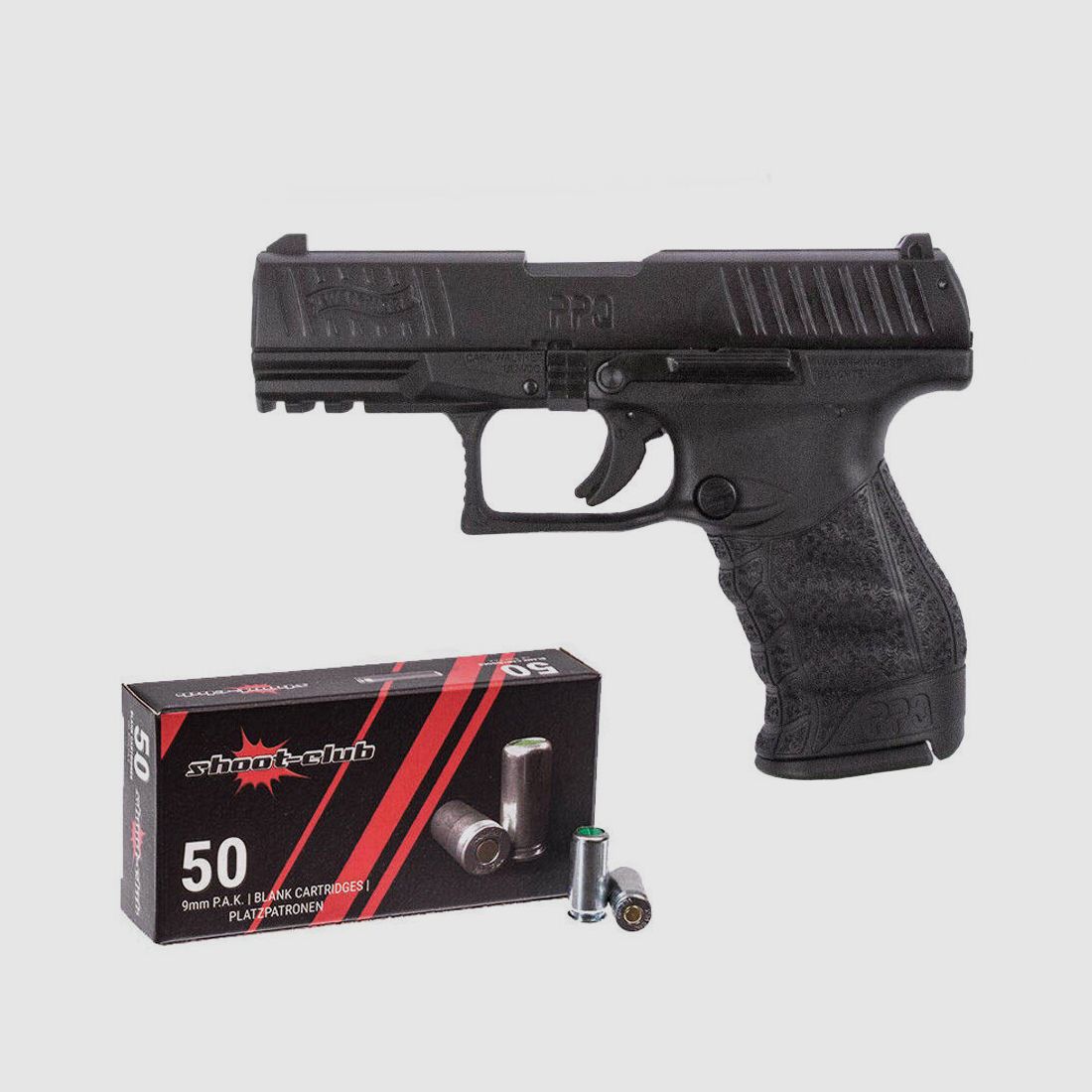 Carl Walther GmbH	 Walther PPQ M2 Black 9mm P.A.K mit 50 Platzpatronen