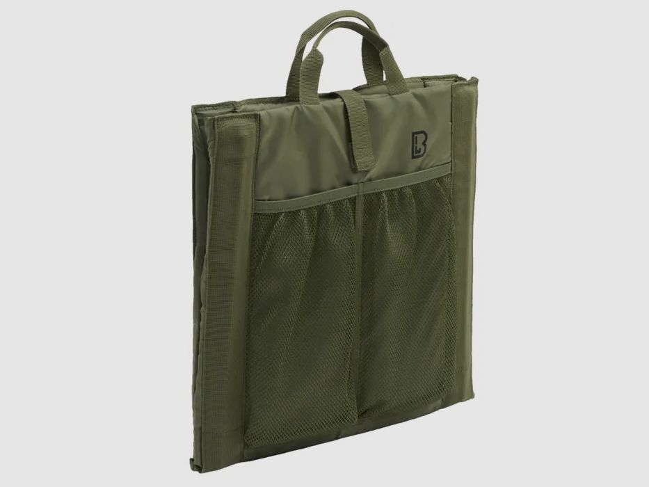 Folding seat with carrying handle + mesh pocket for 2 drink bottles - Olive