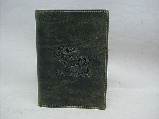 Hunting license case deer motif - 6 compartments, olive
