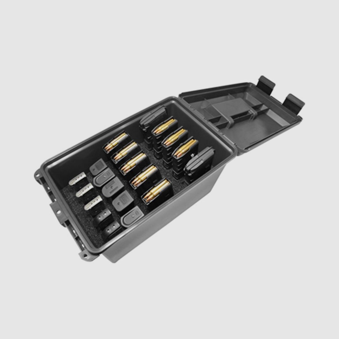 Caja de cargadores MTM TMCLE negra para 10 cargadores AR y 10 cargadores de pistola