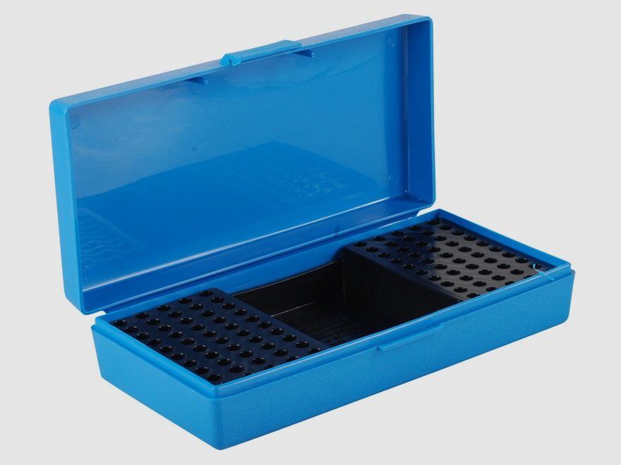MTM Scatola per competizioni calibro ridotto SB-200-20 blu con coperchio a ribalta per 100 cartucce .22 LR