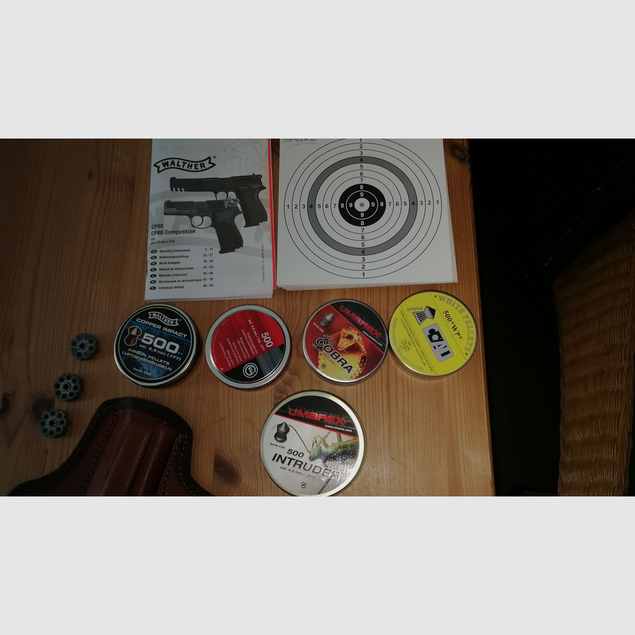 Walther CP 88 vernickelte Luftpistole mit viel Zubehör