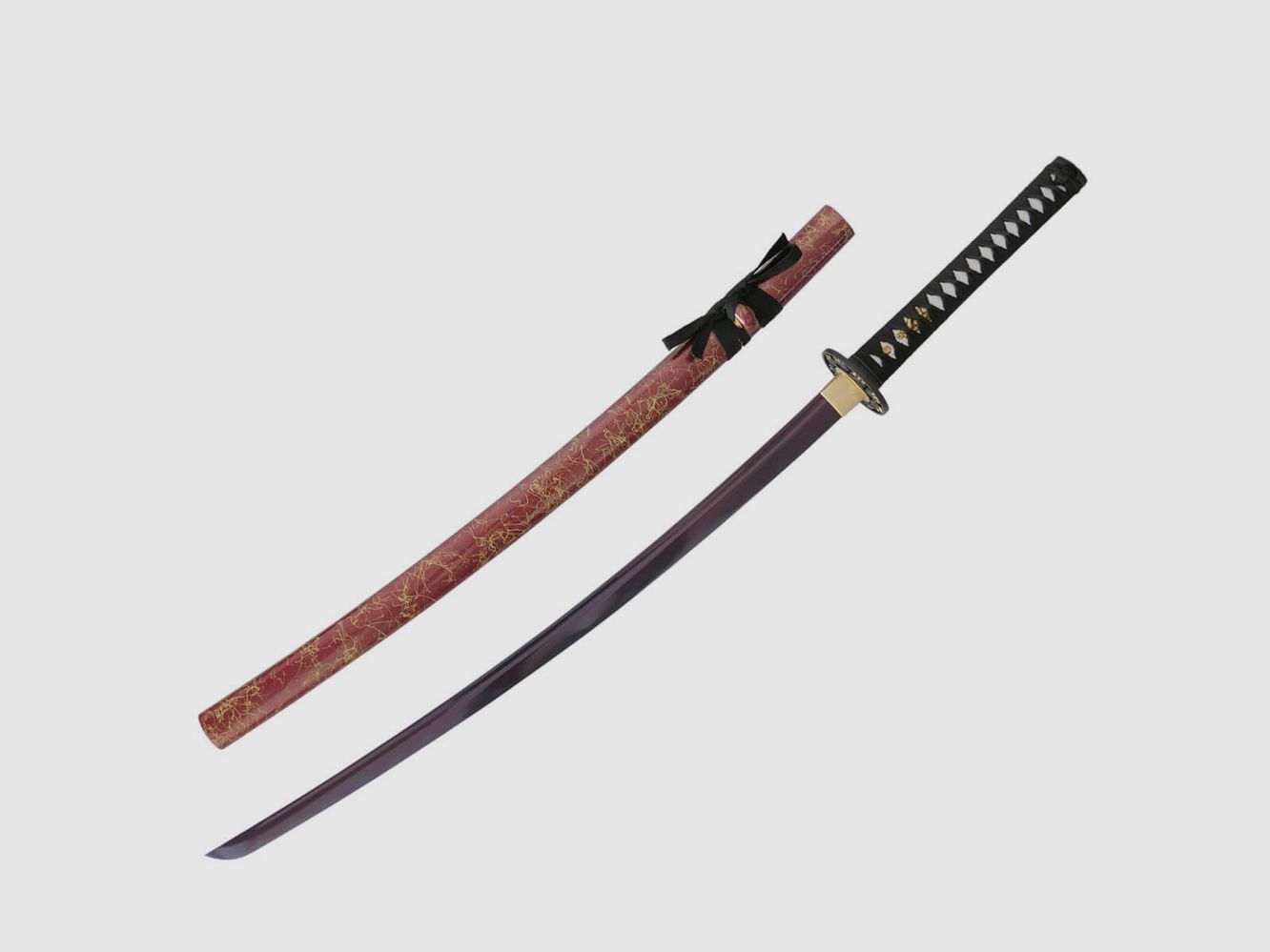Czerwona katana samurajska z czerwoną klingą