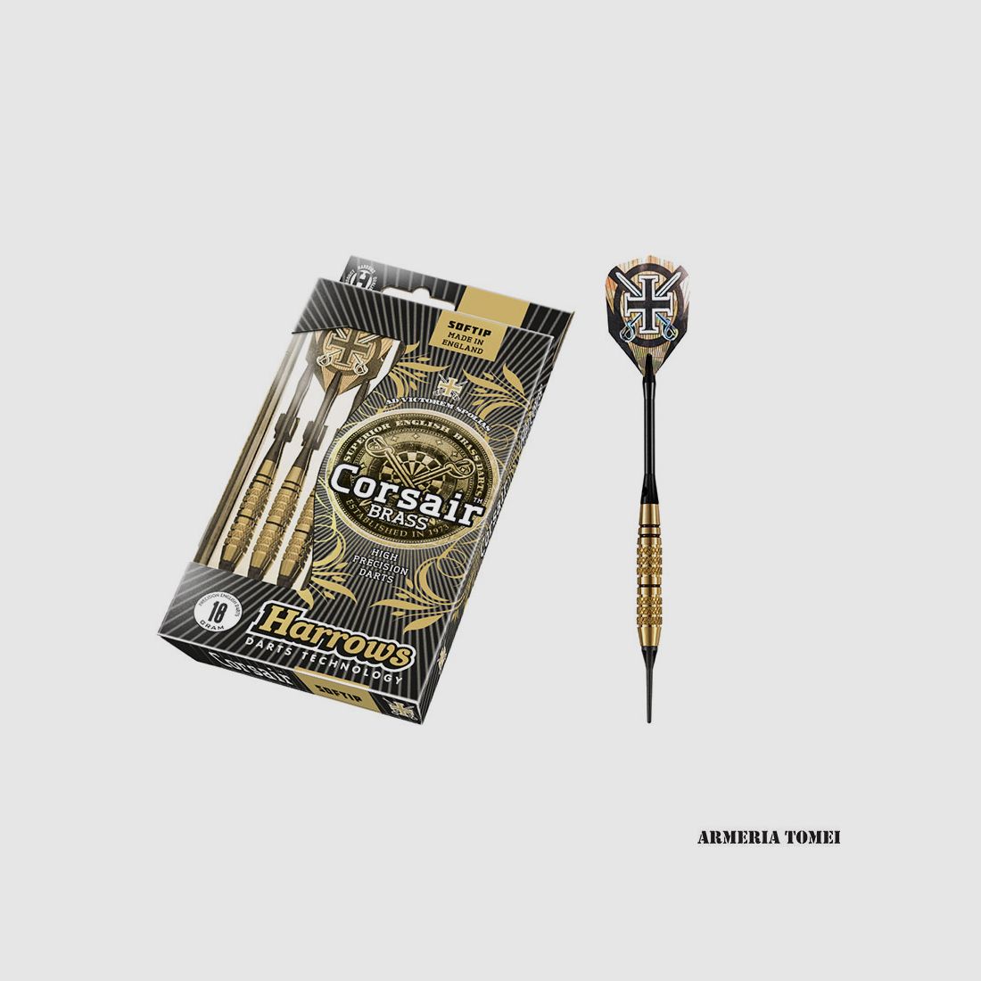 HARROWS – CORSAIR BRASS SOFTIP 18G HOCHPRÄZISIONS-DARTS (3 STK)
