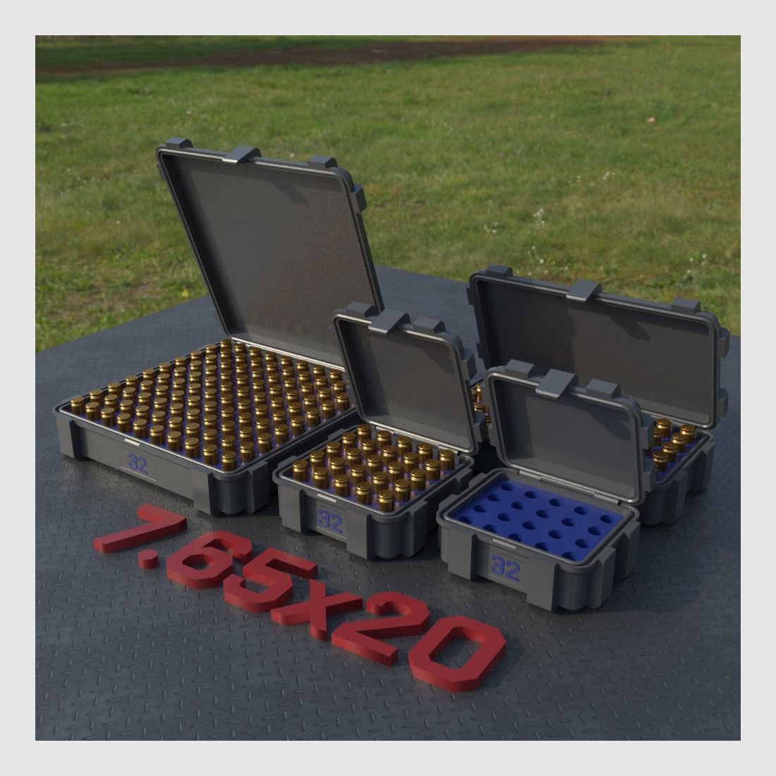 Filamelt ammunition box / .32 French Long / 'flip lid' / cartridge box, ammo box