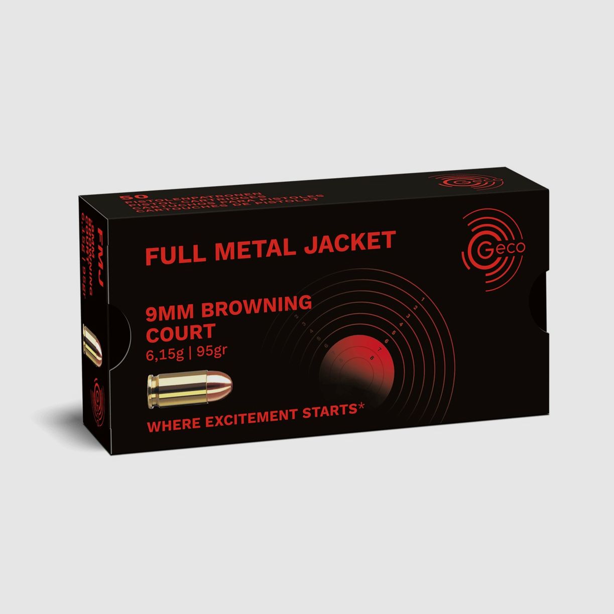 Geco Pistol Cartridges FMJ 9 mm Browning Short 6.2 g, Bild 1 von 2