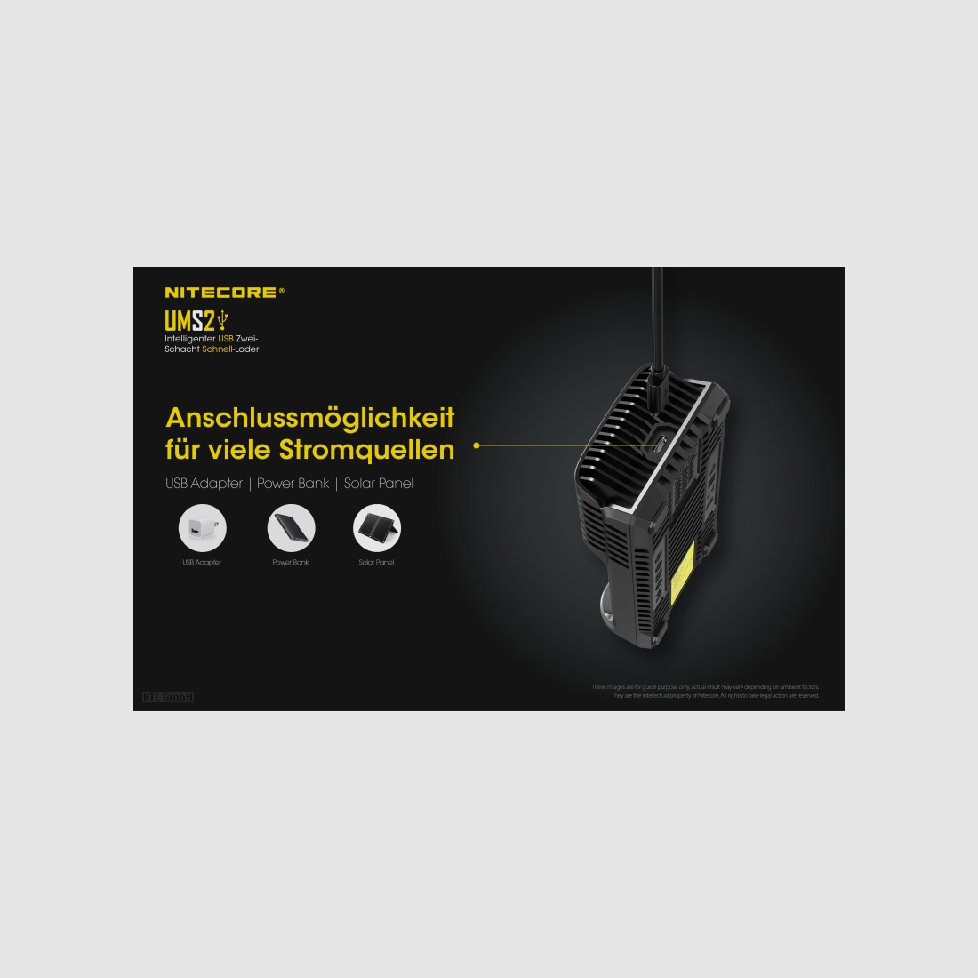 Nitecore UMS2 USB Schnell Ladegerät