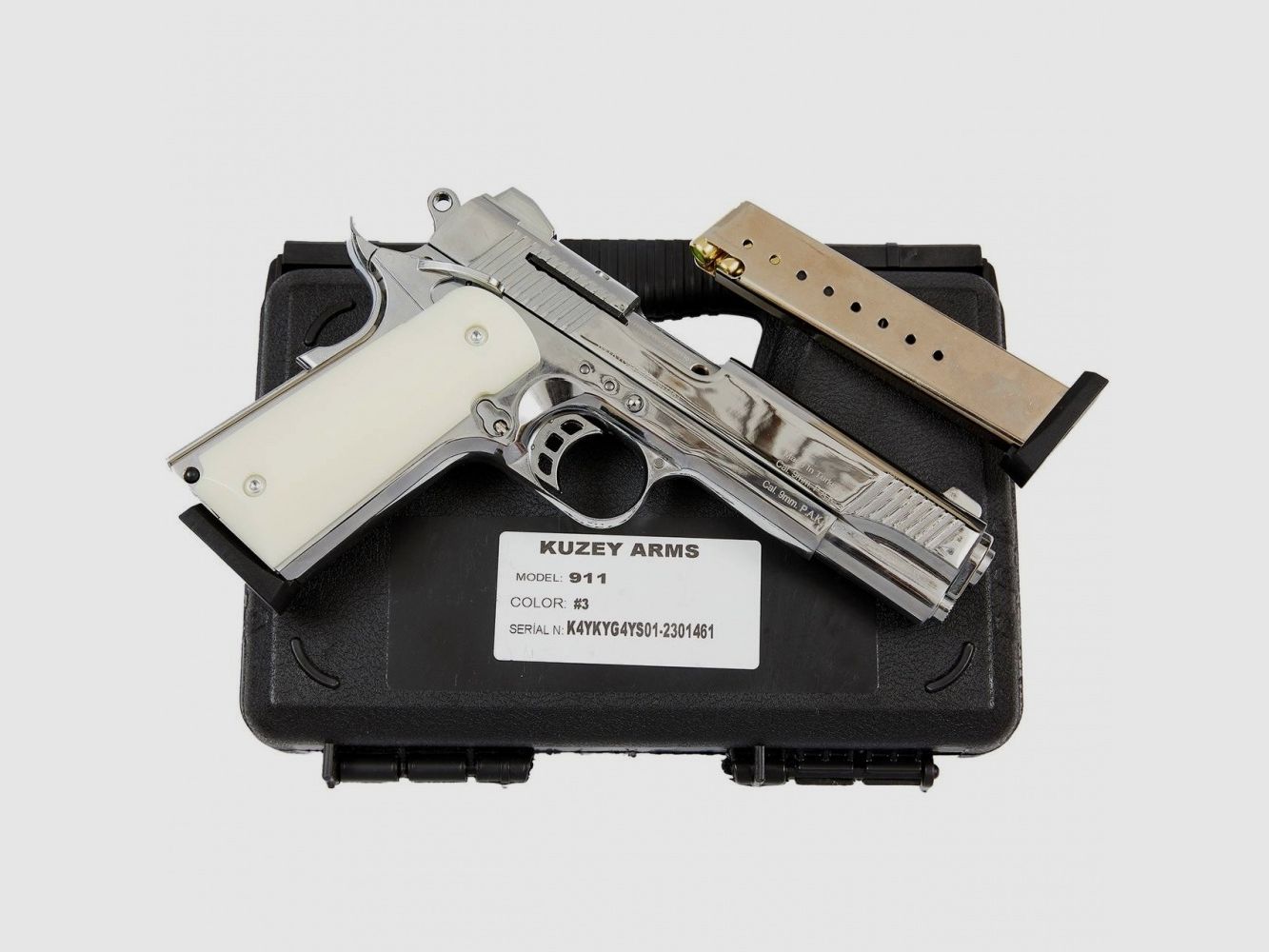 Kuzey 911 Chrome 9mm P.A.K. – 1911 Custom Style Nachbau