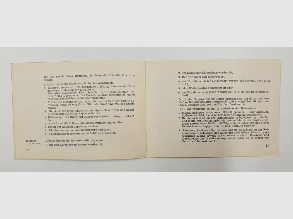 Heym Anweisung Heym Zollkarabiner ZK 52 Behandlung Pflege Reinigung Bundesministerium Finanzen Bonn 1962