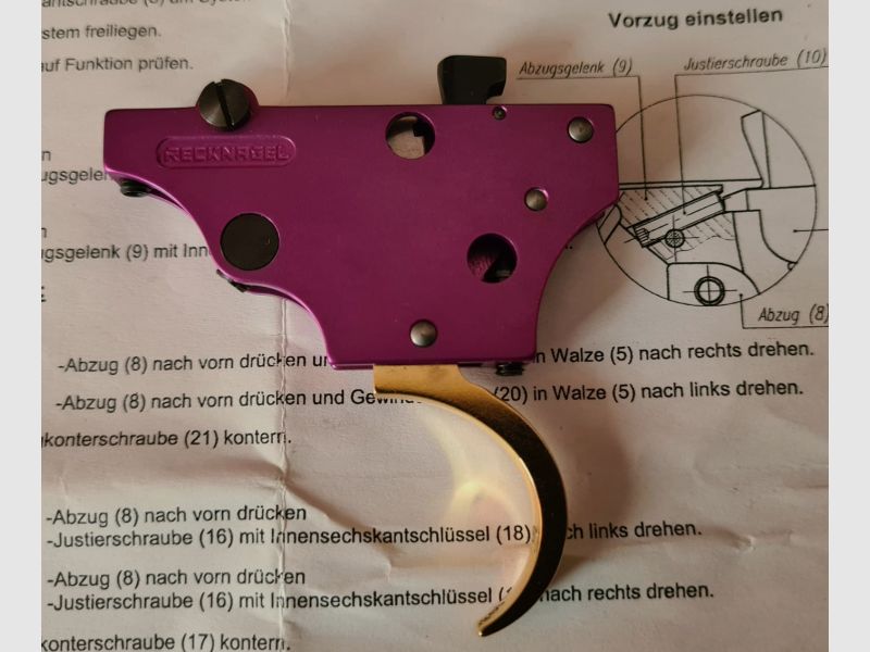 Fein Jüstierbarer RECKNAGEL FLINTENABZUG MAUSER K 98 vergoldet NAGELNEU