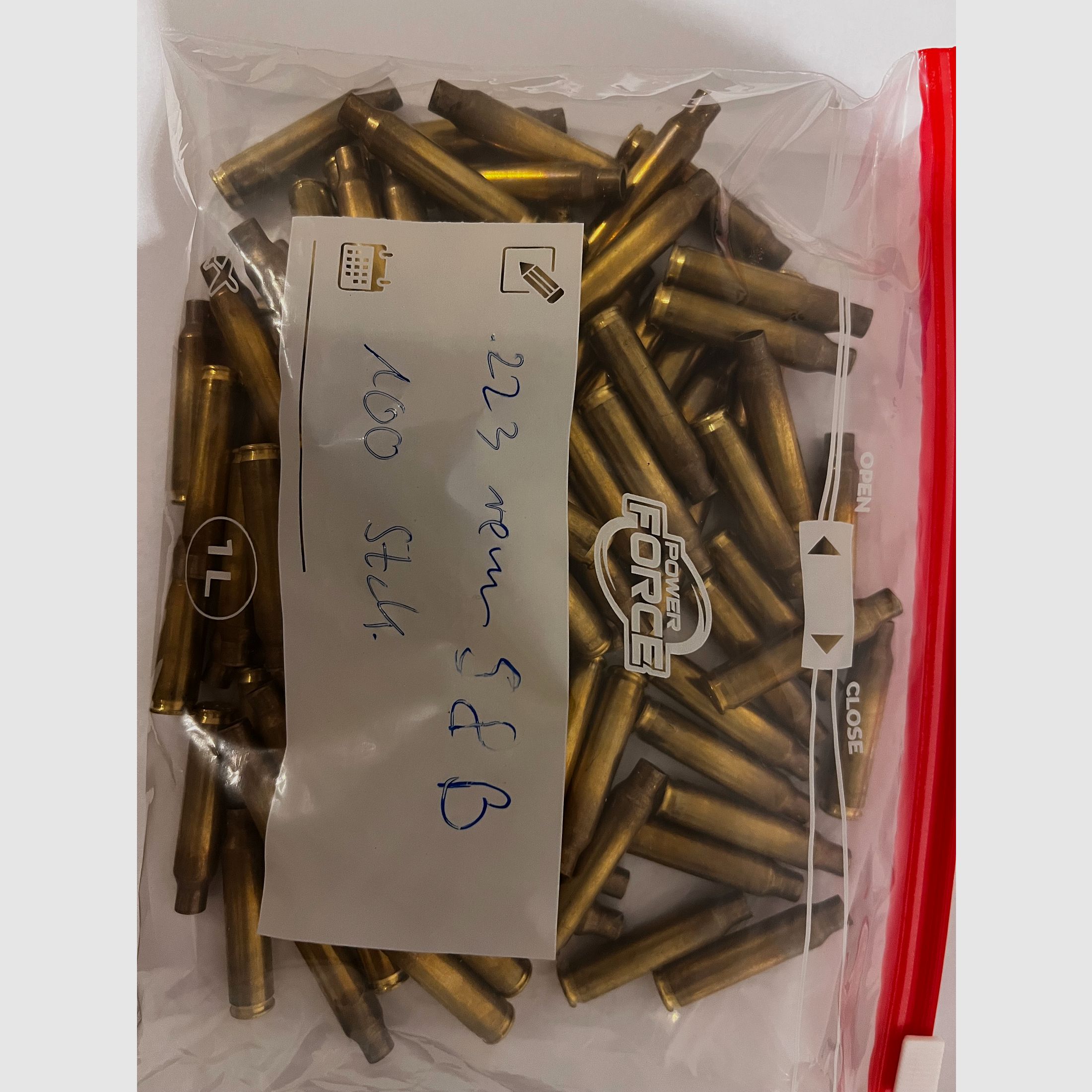 100 casings .223 rem de S&B usados, sin tratar, del mismo tipo