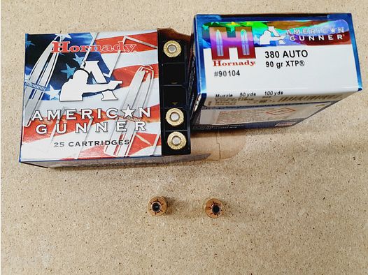 .380 Auto/90grs XTP Hornady American Gunner 25 Stk. #90104