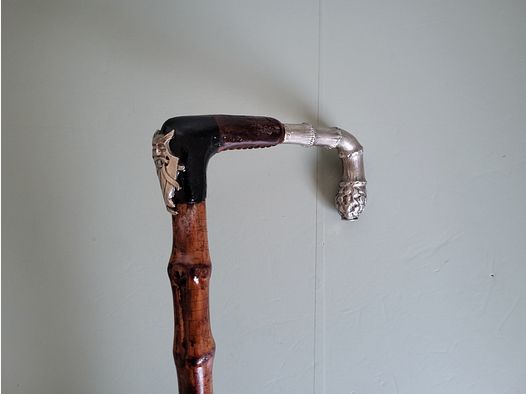 Jäger Spazierstock - 800 Silber - Horn - Wikinger - G .August Schwäbisch Gmund - 1930er Jahre