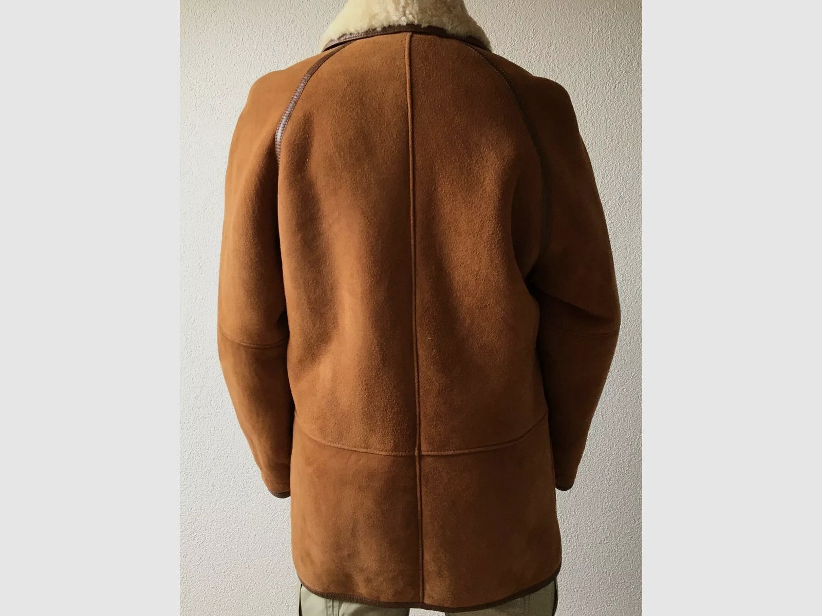 MABRUN oryginalna kurtka męska z owczej wełny (3/4), brązowa, rozmiar 50