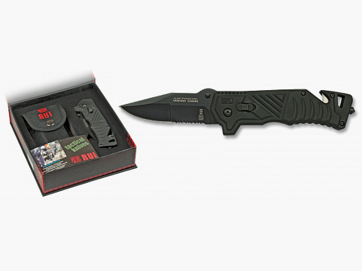 Rettungsmesser RUI Taschenmesser Titan beschichtet mit Nylon-Etui Gurtschneider