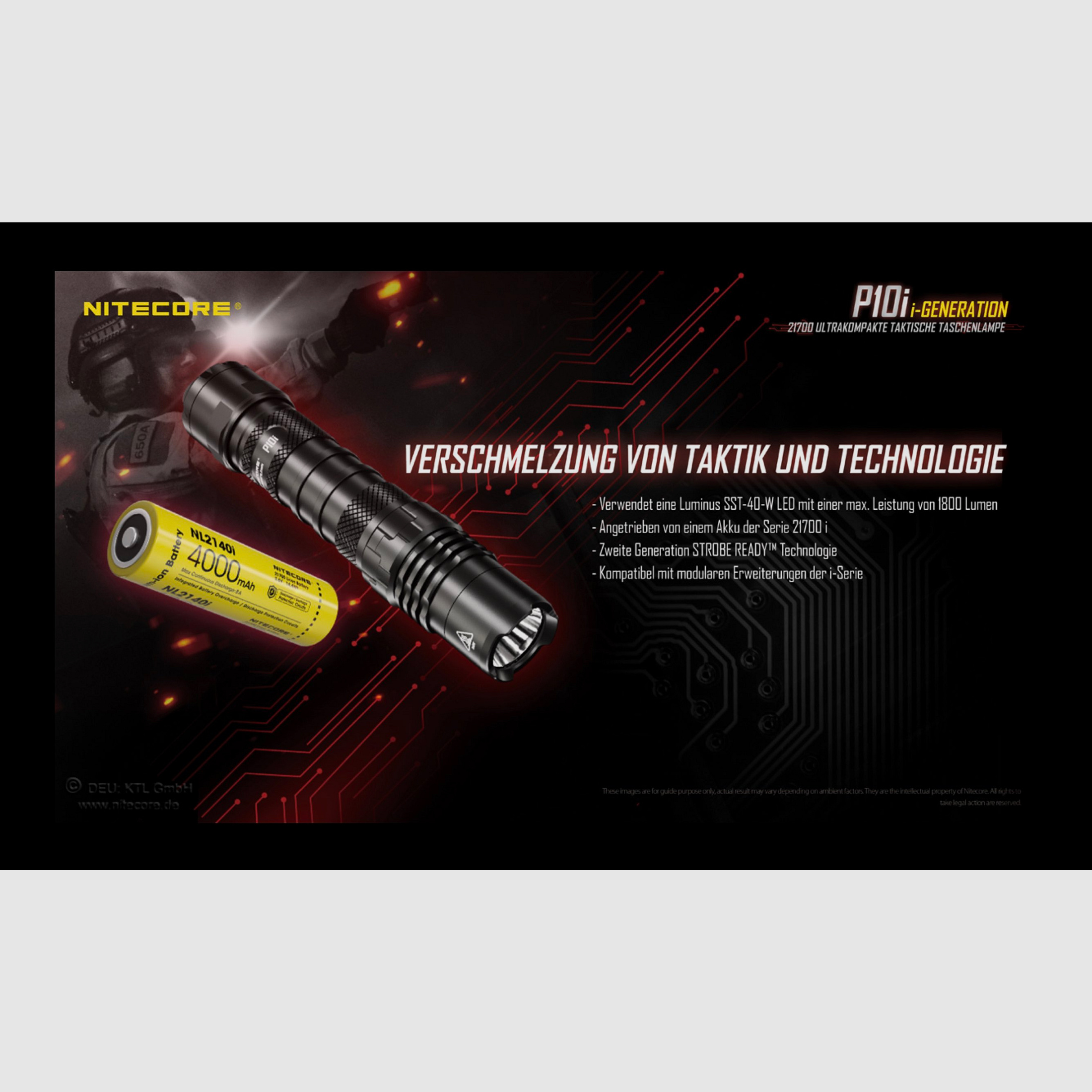 Nitecore P10i tactical LED flashlight 1800 lumens