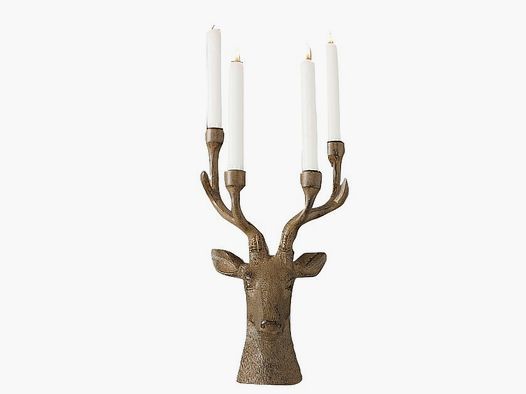Decorazione Lovergreen motivo cervo come portacandele marrone