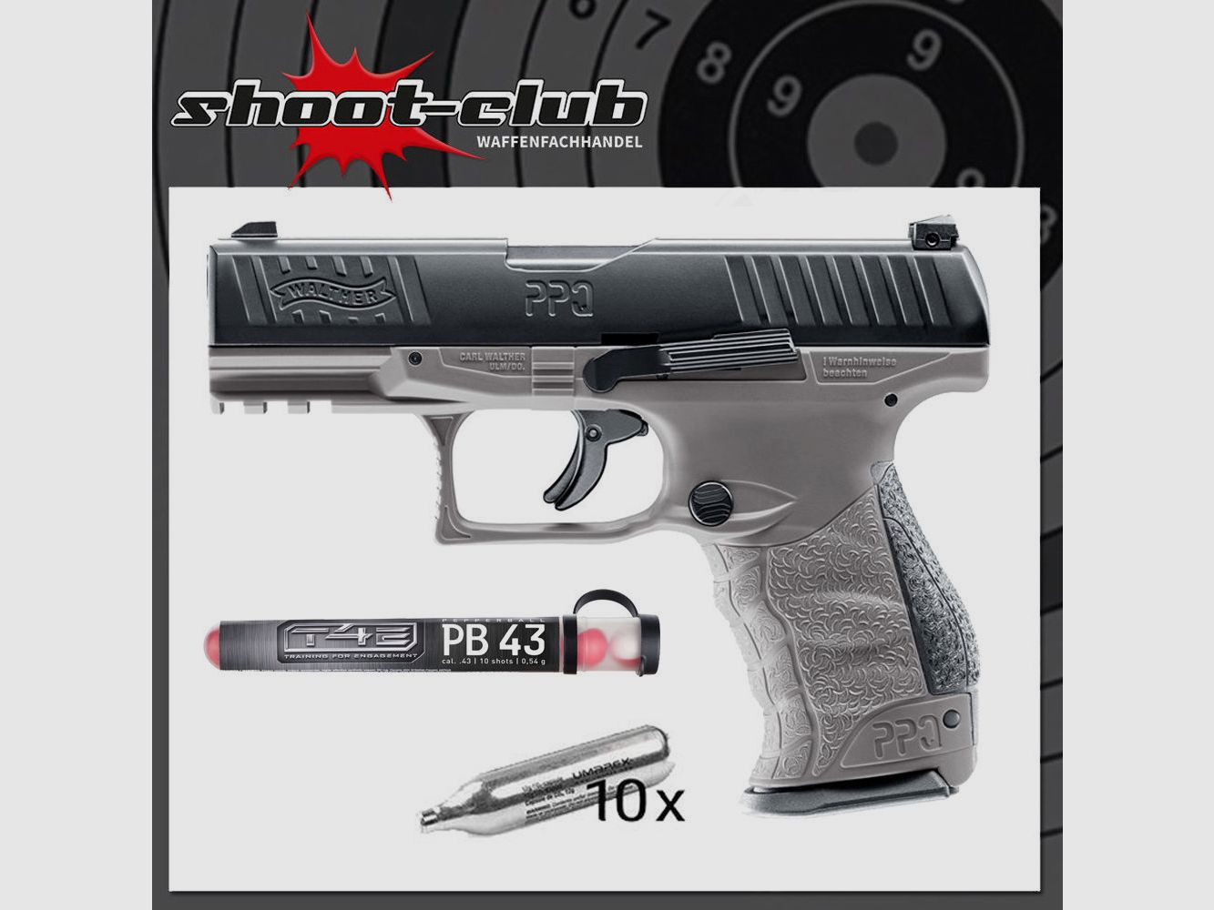 Walther PPQ M2 T4E Tungsten Gray .43 im Set mit T4E Pepperballs
