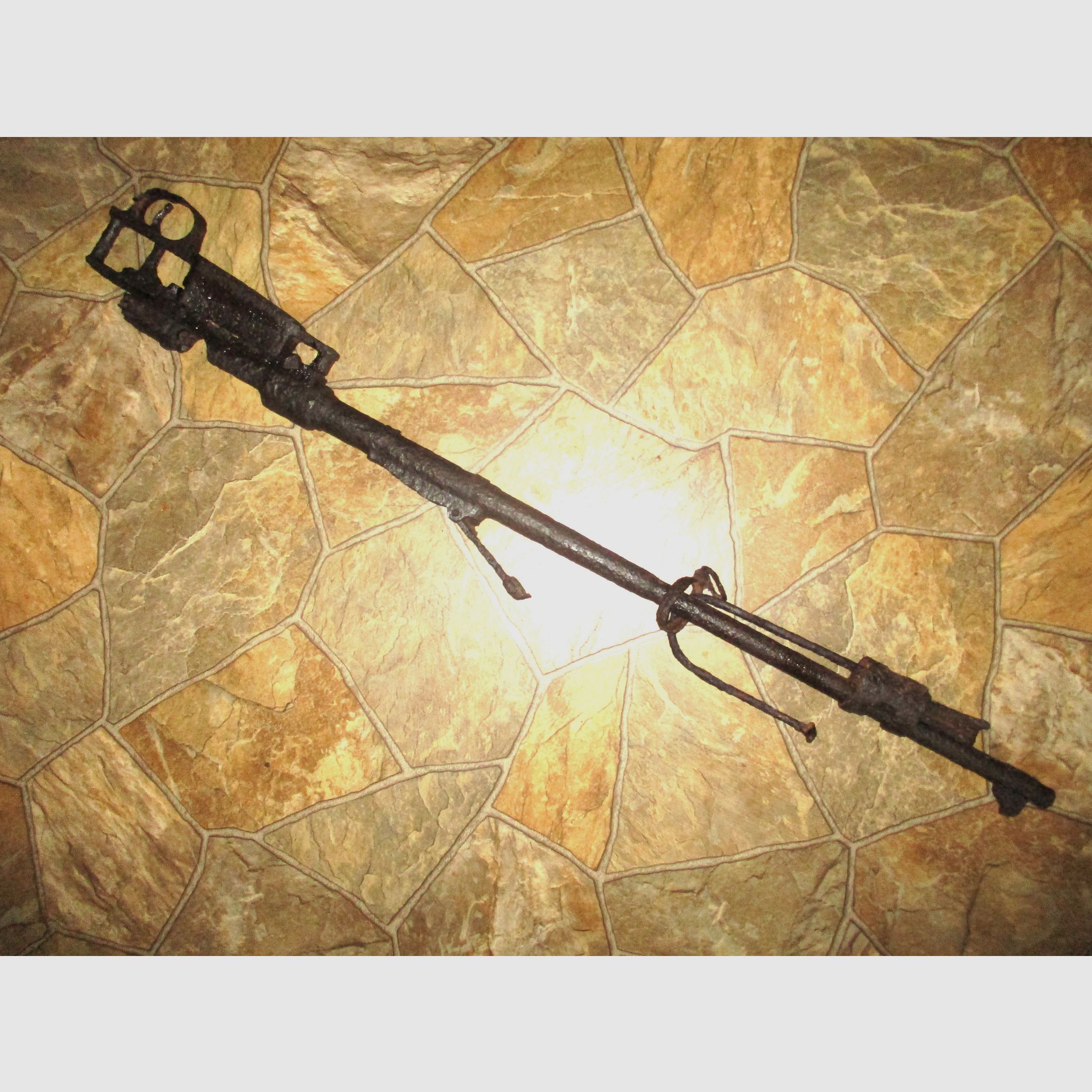 old rifle from World War I or II, decorative barn find