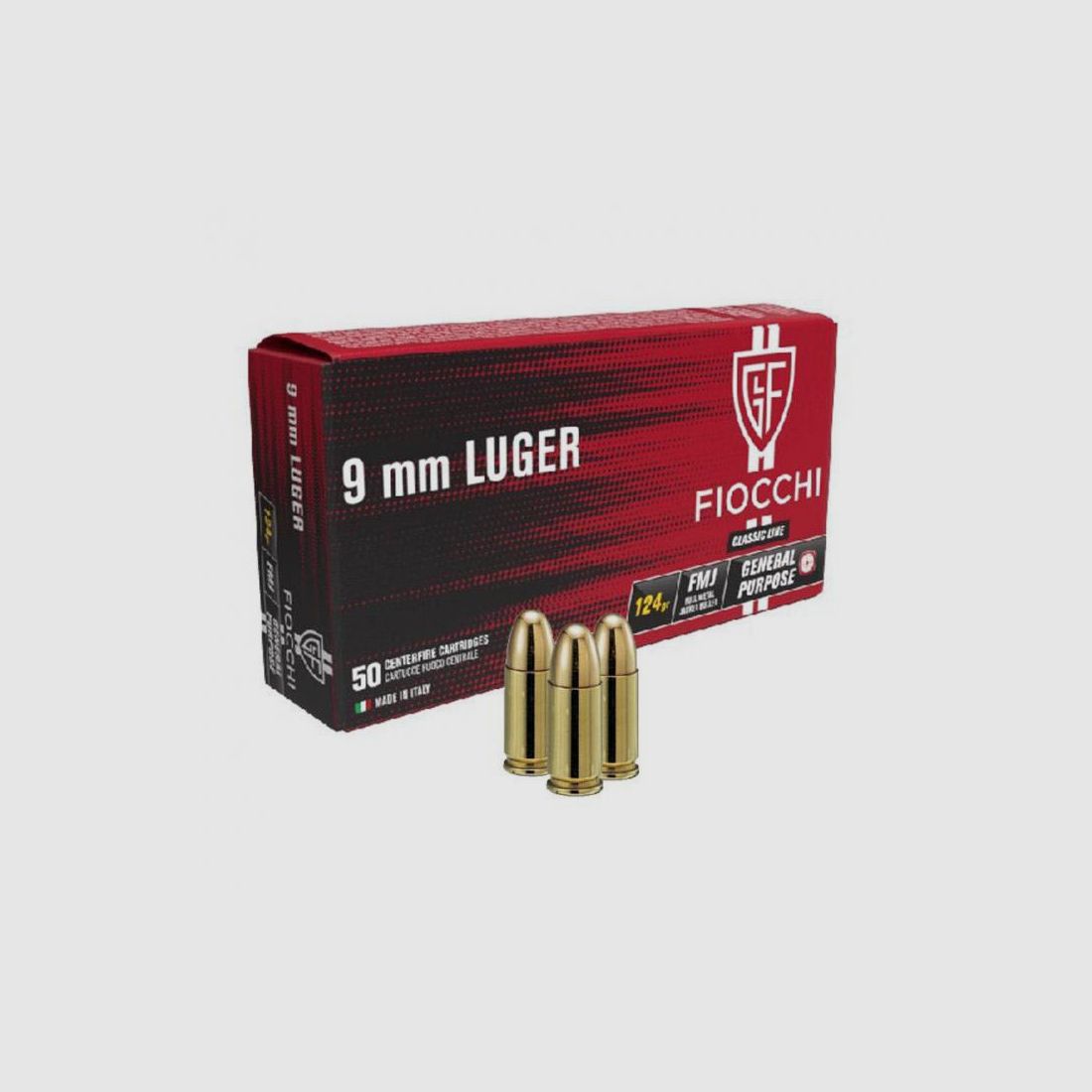 BOITE DE 50 CARTOUCHES FIOCCHI CAL.9X19 FMJ 124 GRS