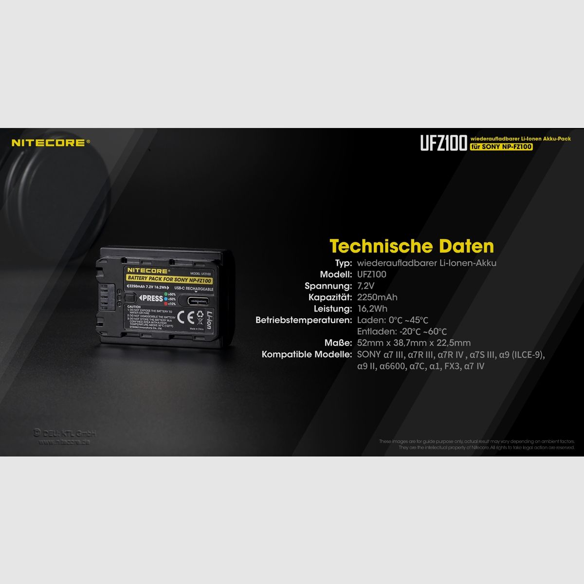 Nitecore UFZ100 - 2250mAh, porta di ricarica USB-C, immagine 11 di 11