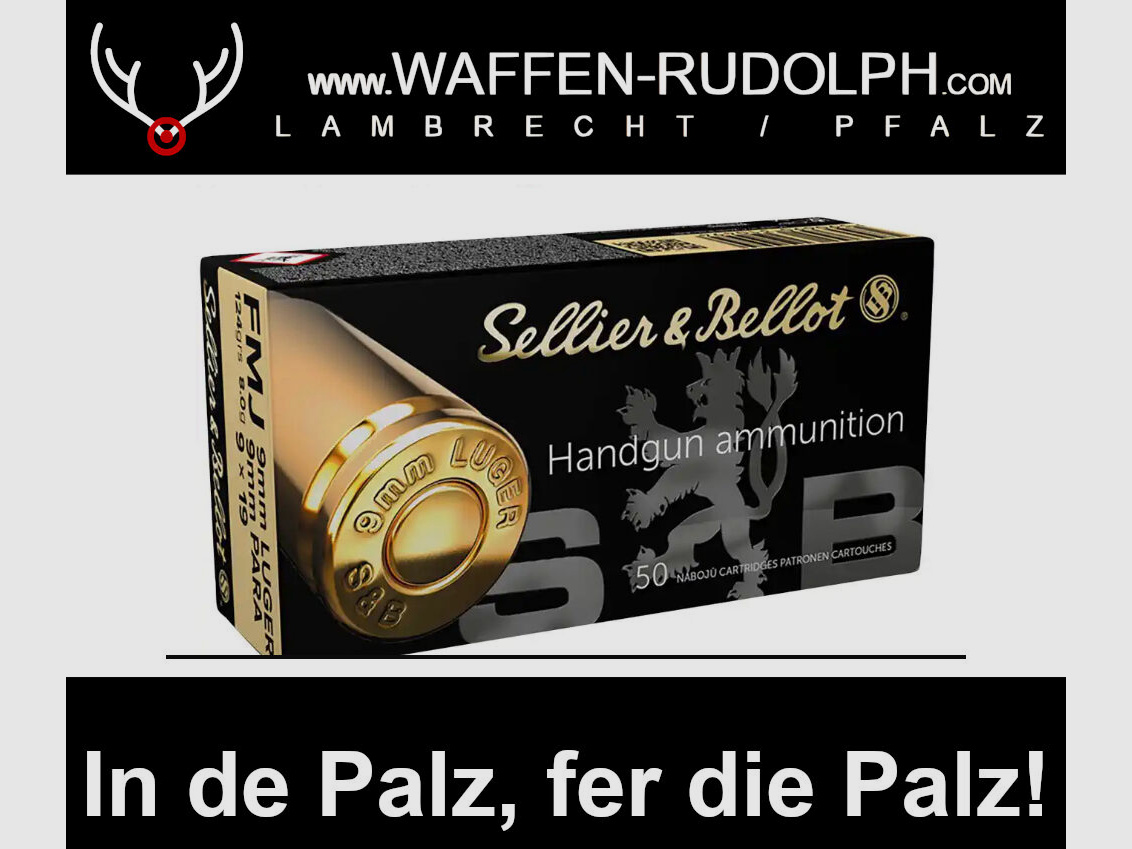 Sellier & Bellot 9mm Luger 8,0g/124grs. VPE 50 Schuss Vollmantel