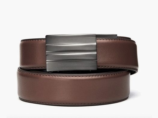 Brown Leather Gun Belt 1.5 X2 Gunmetal KORE