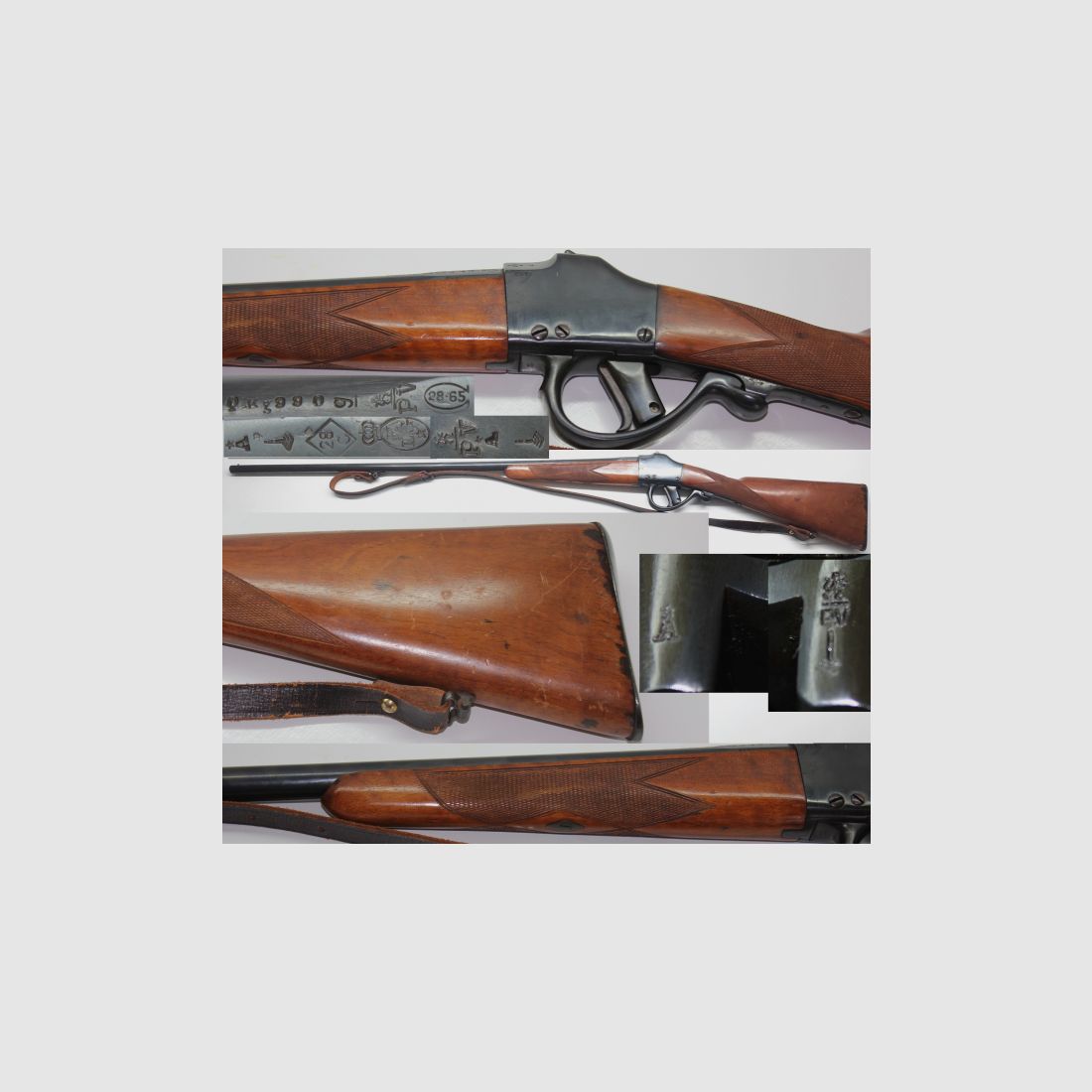 Einzellader Flinte M1870 Belgian Comblain Falling Block Carbine, Kal. 28/65.
