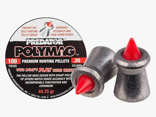 JSB Predator Polymag 7,62 mm .30 Jagd Diabolo Diabolos Pellets 100 Stück 2,90 g 44.75 gr