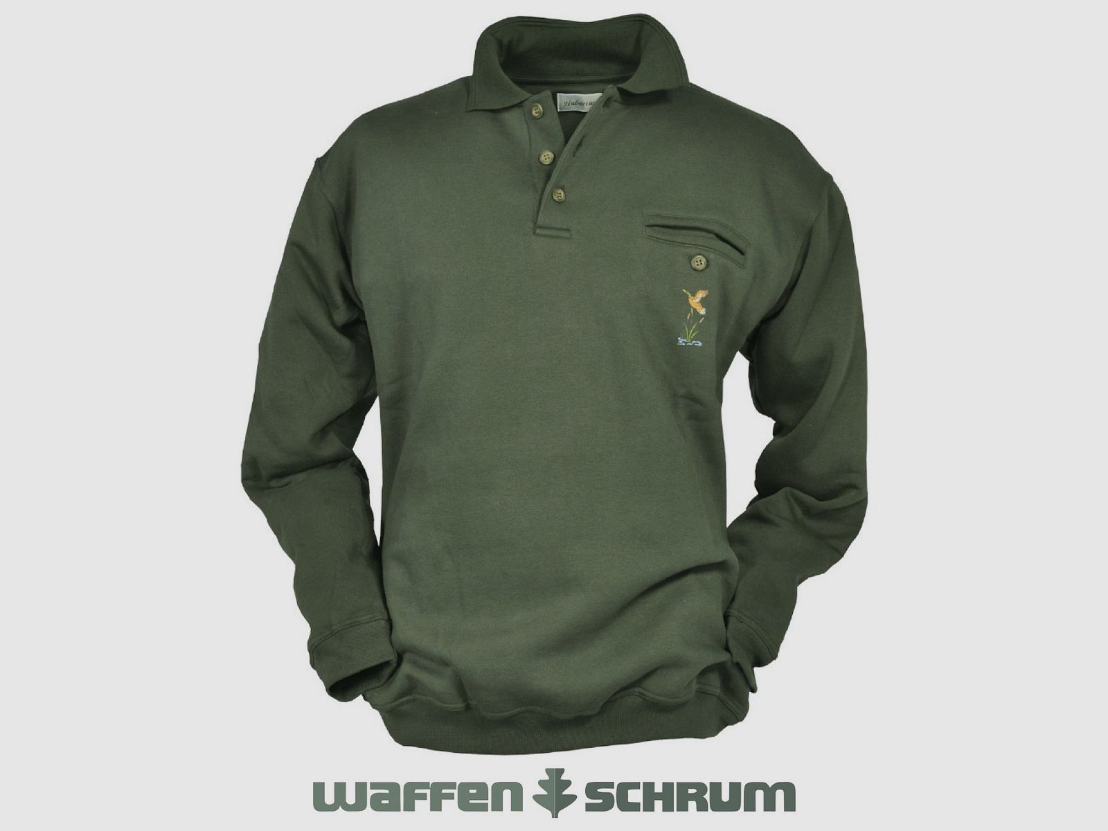 Hubertus Sweatshirt mit Entenstick Oliv