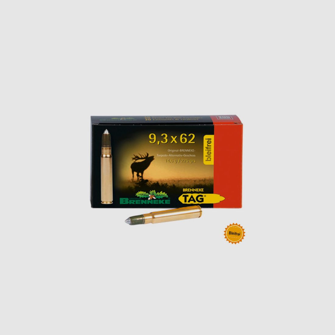 Brenneke 9,3x62 225GR TAG 20 Patronen