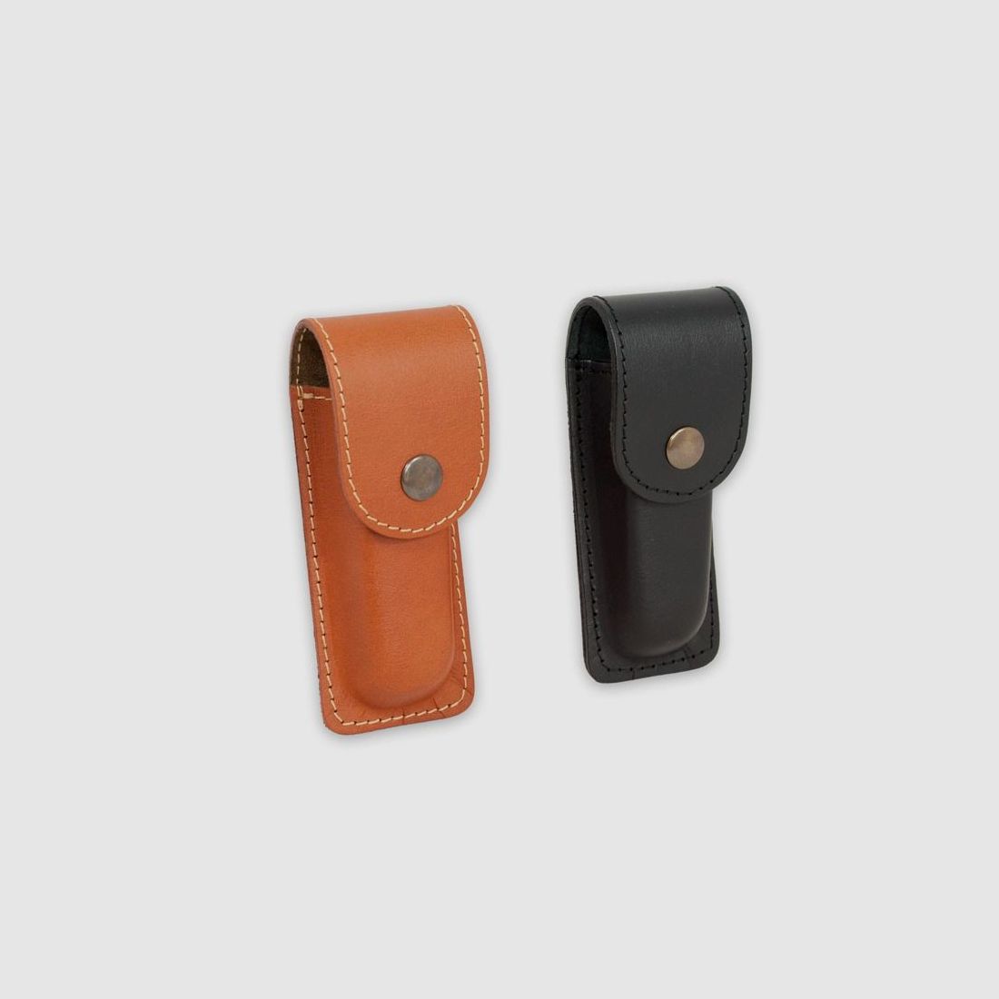 Holster für klappbares Messer aus schwarzem oder hellbraunem Leder, Bild 1 von 3