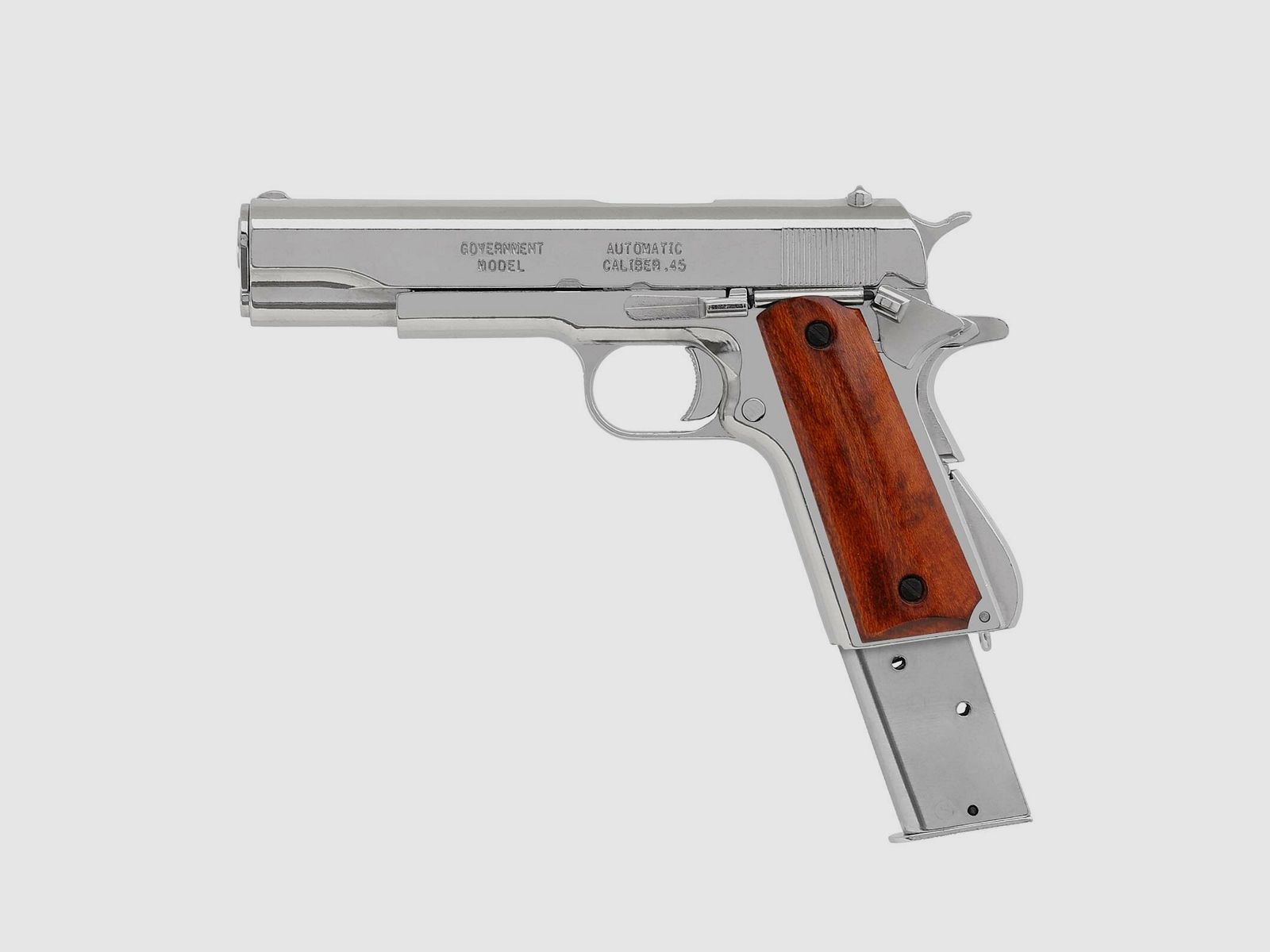 Denix Dekomodell 45er Colt Government M1911A1 Automatik Vernickelt - Holzgriffschalen