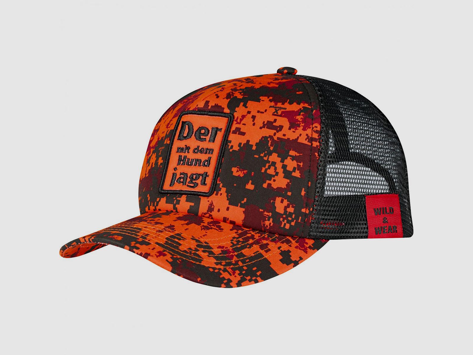 Wild & Wear Trucker Cap "Der mit dem Hund jagt" Unisex (phantomX Orange)