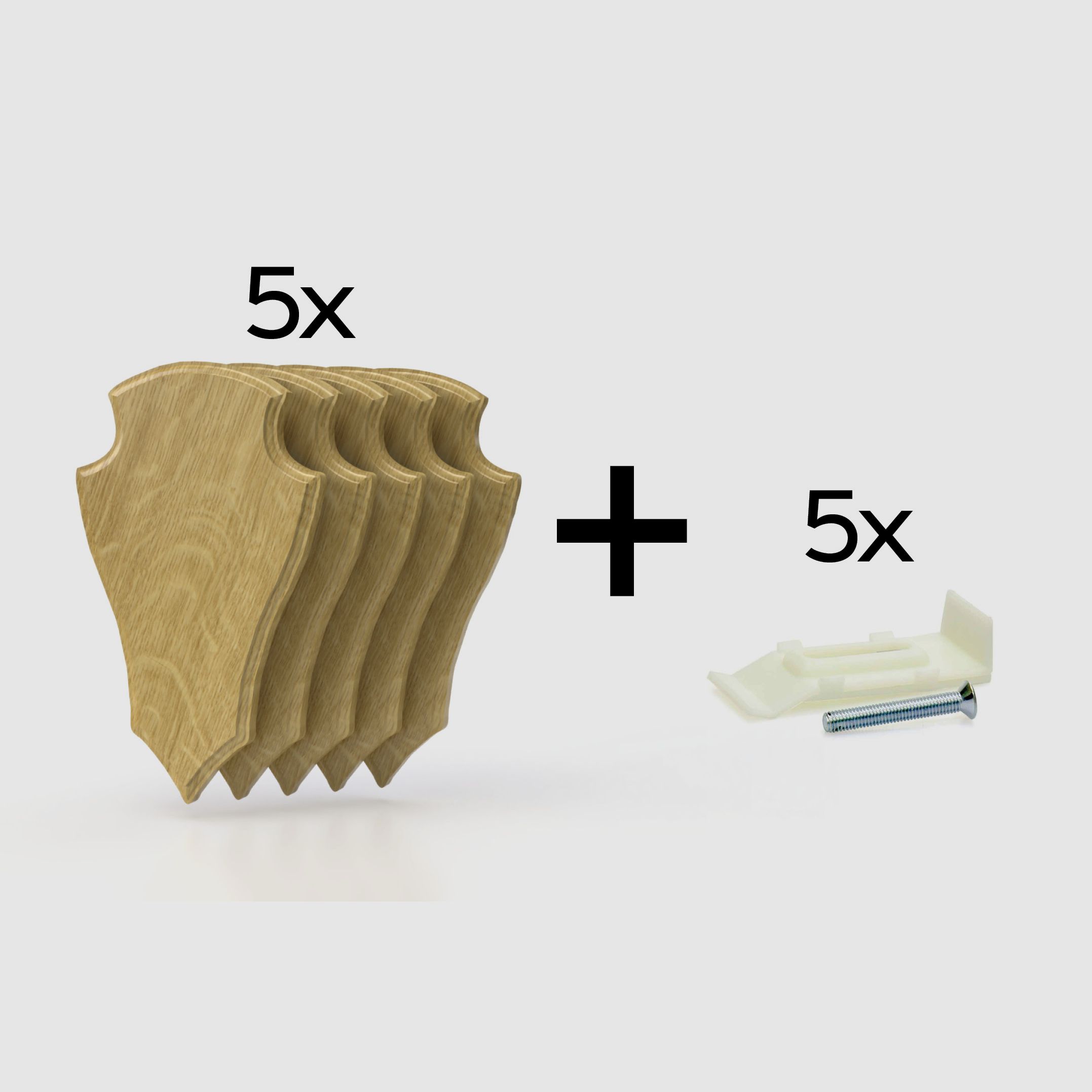 5 x Trophäenschild für Rehbock 19x12cm hell (Eiche 2)