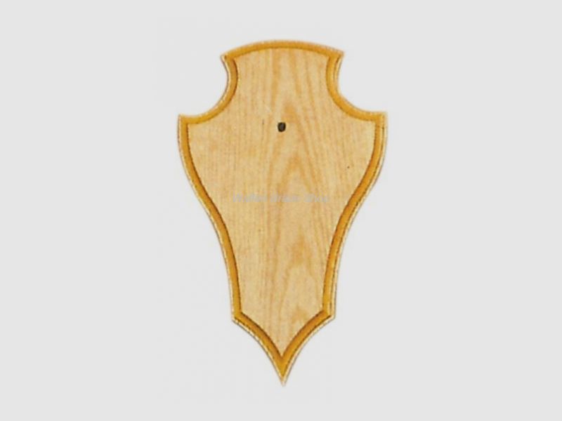 Horn plate for deer, 19X12 cm, pointed shape, with cutout, light