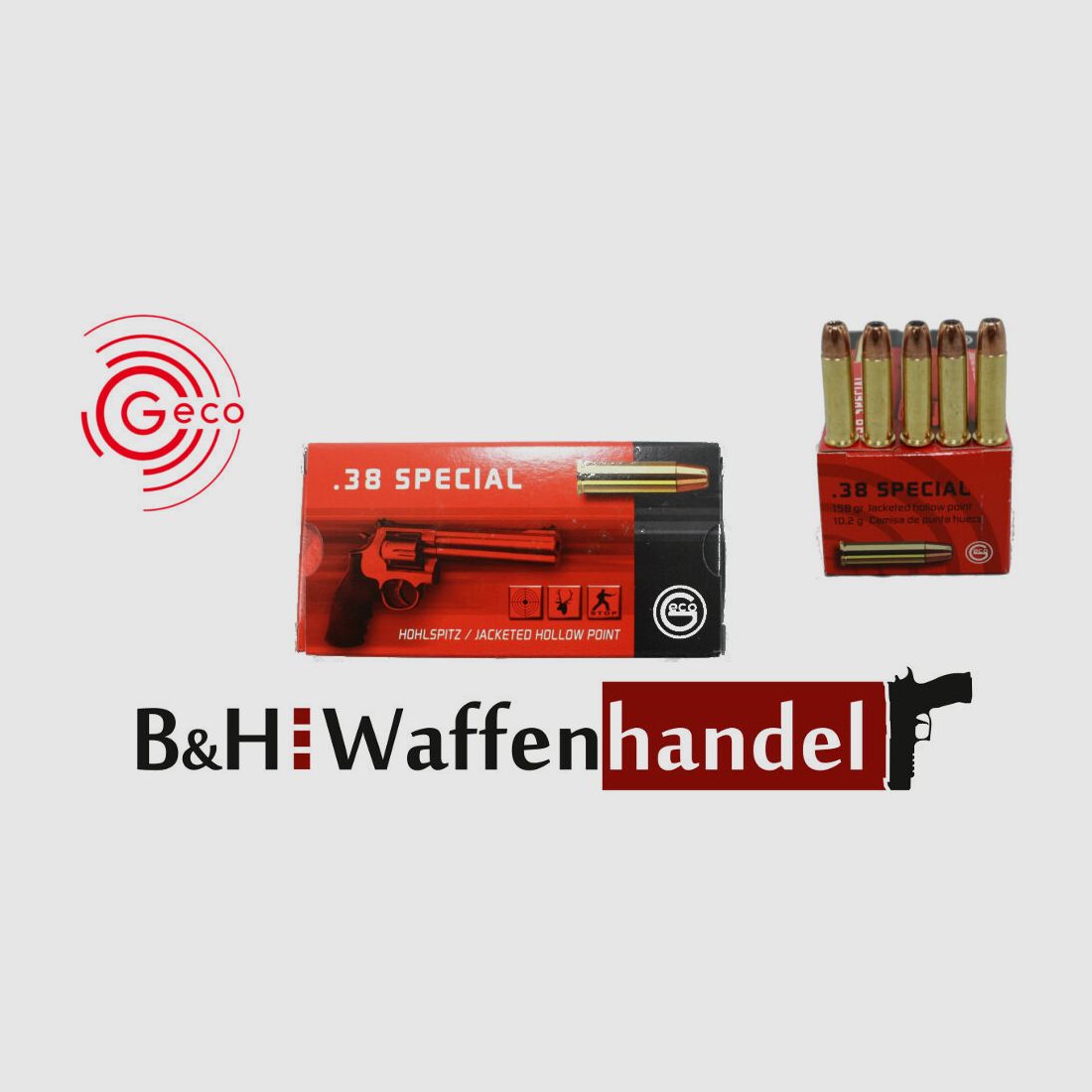 Geco 50 Schuss Revolverpatronen .38Special HP / Hohlspitz