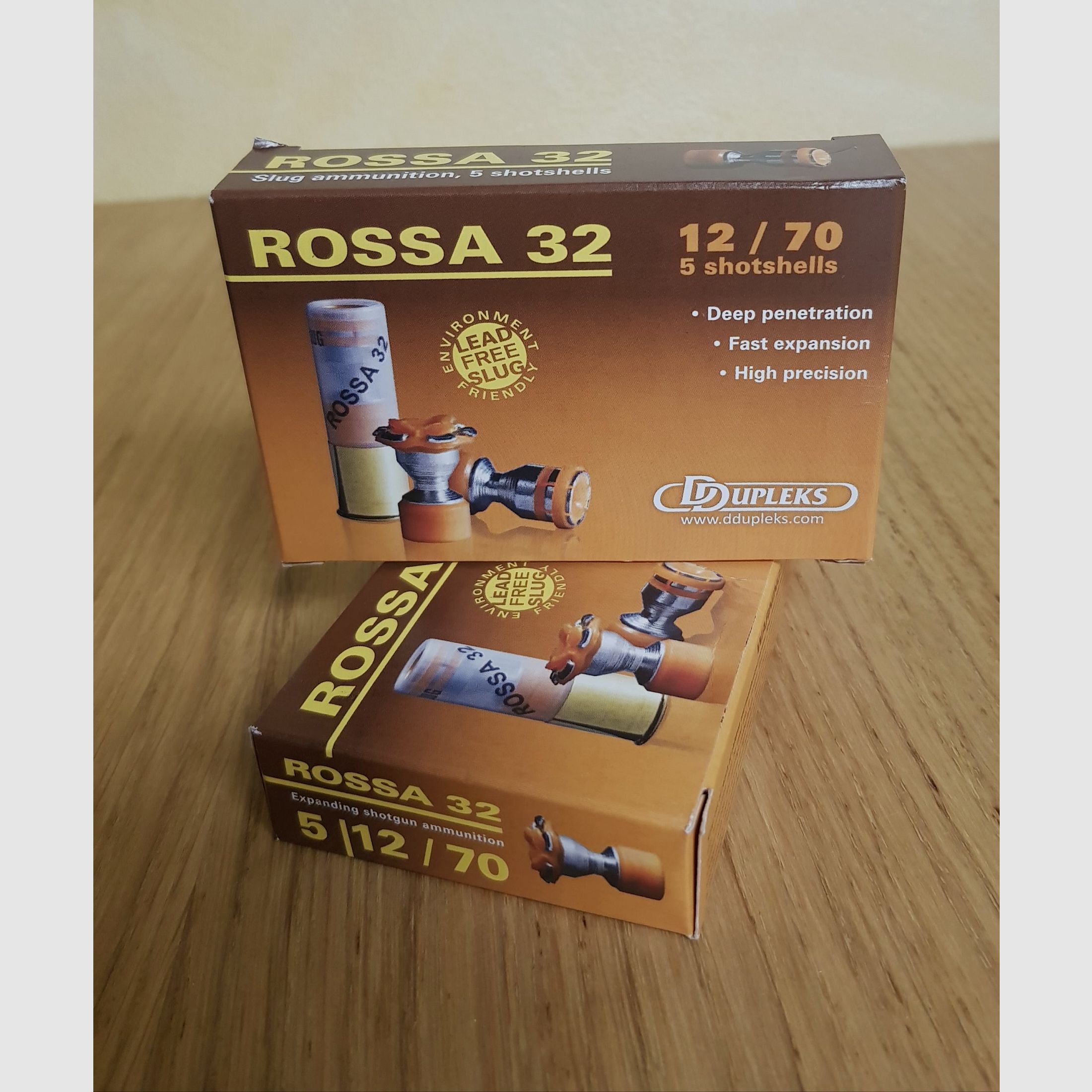 DUPLEX AMMUNITION WITH RED BULLETS 32 GR CAL 12/70