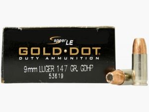 Speer Gold Dot 9mm Luger 147GR GDHP 50 cartouches