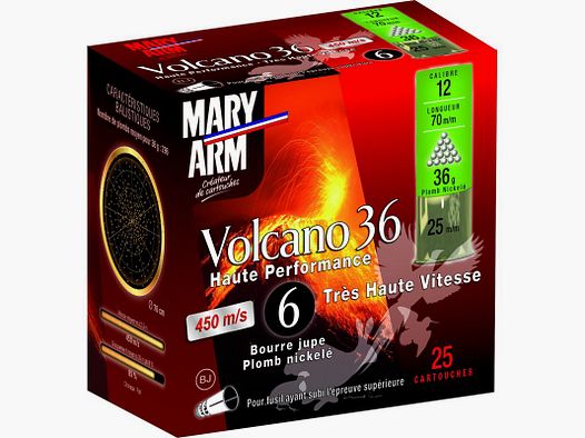 JAGD-PATRONE MARY ARM VOLCANO 36 BJ HP – KALIBER 12 – Diabolo 6