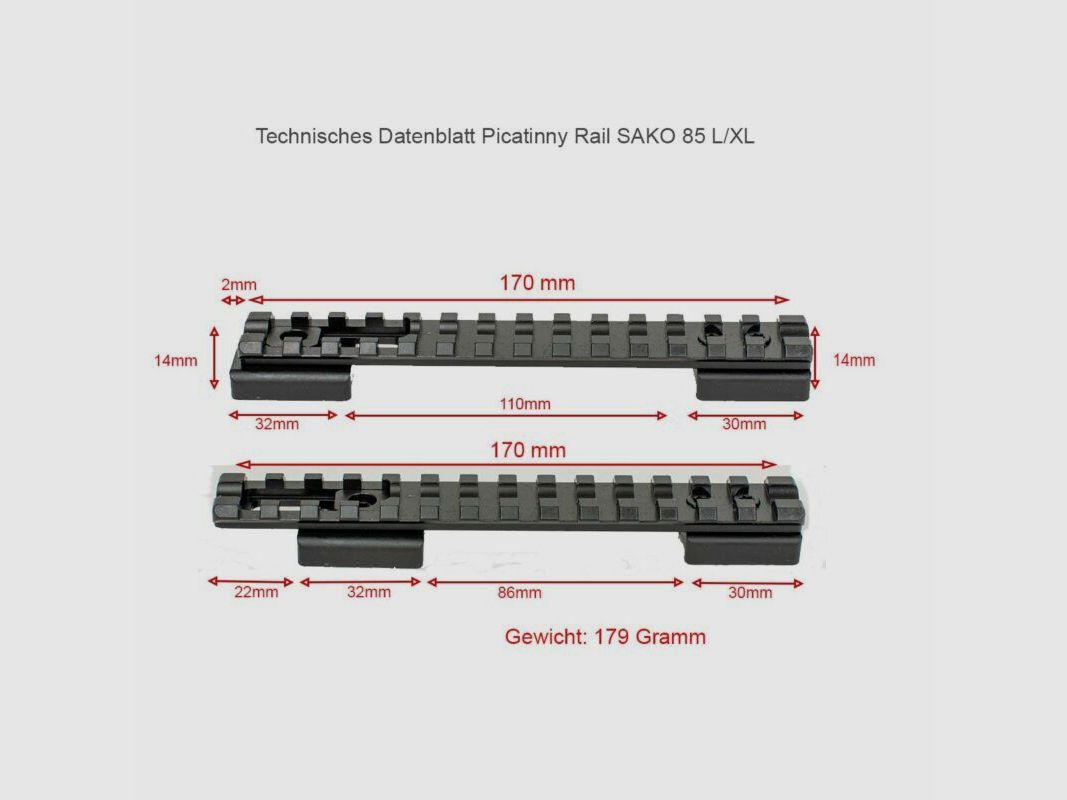 Rifle Doc Picatinny Weaver RAIL IN ACCIAIO per SAKO 85 L/XL, immagine 5 di 5