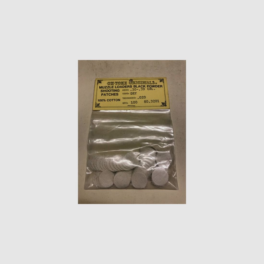 Schusspflaster Vorderlader Kal. .30-.39 Ø 22mm Stärke 0,50mm 0,020inch OxYoke